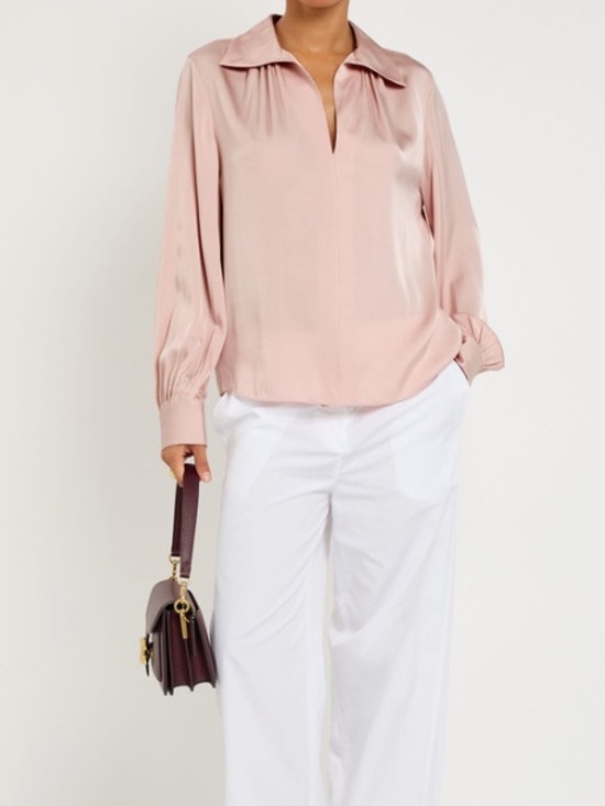 Vince Tops - New Vince Gathered silk-blend blouse